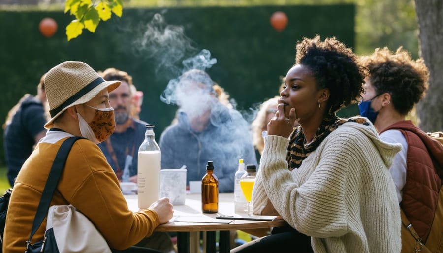 Group of people engaged in a discussion about sustainable vaping solutions